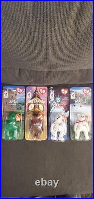 RARE TY Beanie Babies McDonalds International Bears Set Of (4) ALL with Errors