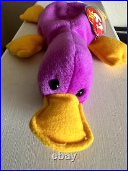 RARE TY Beanie Babies Patti The Platypus #4025 Tag Errors 1993 PVC MINT