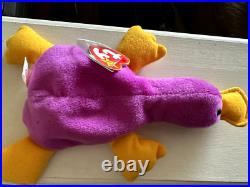 RARE TY Beanie Babies Patti The Platypus #4025 Tag Errors 1993 PVC MINT