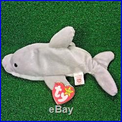 RARE TY Beanie Baby 1993 Flash The Dolphin Original 9 RETIRED MWMT Wow Errors