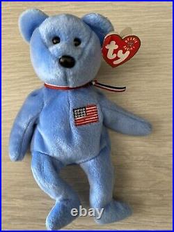 RARE TY Beanie Baby America 911 Memorial Bear, September 11, 2001 errors retired