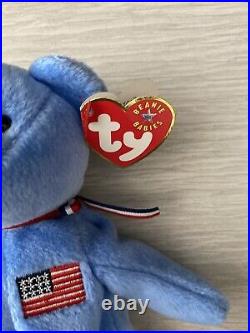 RARE TY Beanie Baby America 911 Memorial Bear, September 11, 2001 errors retired