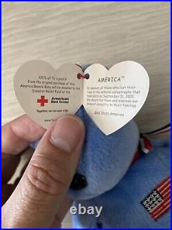 RARE TY Beanie Baby America 911 Memorial Bear, September 11, 2001 errors retired