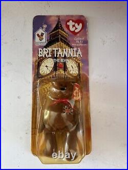 RARE TY Beanie Baby Britannia the Bear (1997) 3 Errors, New in Box