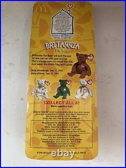 RARE TY Beanie Baby Britannia the Bear (1997) 3 Errors, New in Box