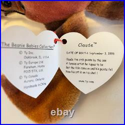 RARE TY Beanie Baby CLAUDE The Crab RETIRED 1996 Mint Condition