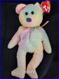 RARE TY Beanie Baby GROOVY The Ty-Dyed Bear Mint (retired errors)