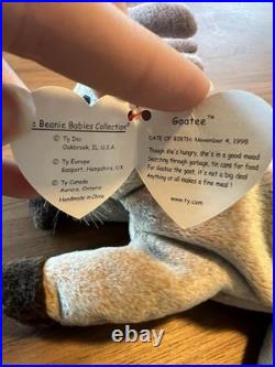 RARE TY Beanie Baby Goatee the Goat With Tag Errors 1998/1999 Multiple tag error