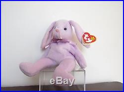 RARE TY Floppity Beanie Baby Misprinted Gold Tag Errors 1996 Purple Bunny Rabbit
