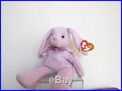 RARE TY Floppity Beanie Baby Misprinted Gold Tag Errors 1996 Purple Bunny Rabbit