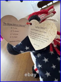 RARE TY Lefty 2000 Beanie Baby With Errors Political Donkey RARE TY Lefty 2000 Beanie Baby With Errors Political Donkey