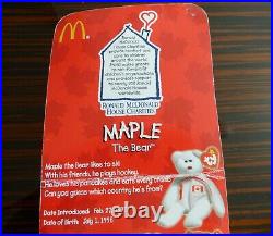RARE TY McDonalds Teenie Beanie Baby MAPLE THE BEAR 1996 RETIRED With 2 ERRORS