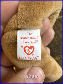 RARE! Ty 1997 Teddy Style 4200 Beanie Baby Bear. Brown Nose, PVC