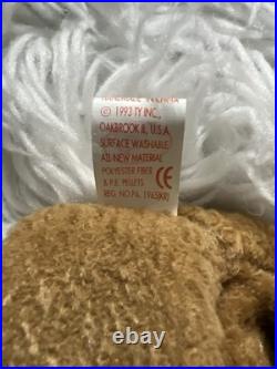 RARE! Ty Beanie Babies Curly The Bear Plush Toy 4052 with several Errors