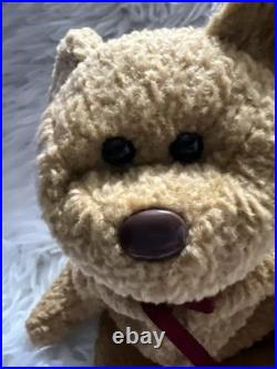 RARE! Ty Beanie Babies Curly The Bear Plush Toy 4052 with several Errors