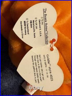RARE Ty Beanie Babies Goldie the Goldfish 1993 With 1994 Tag Errors PVC Retired