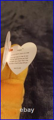 RARE Ty Beanie Babies Hope Bear Retired with Errors