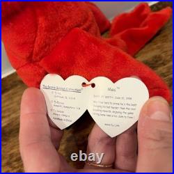 RARE Ty Beanie Babies Mac The Cardinal Plush Toy With ERRORS