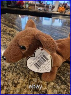 RARE Ty Beanie Babies Weenie The Dachshund, 1995. TAG ERROR, Condition NEW