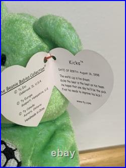 RARE! Ty Beanie Baby 1998 Kicks The Soccer Bear with Tag Errors 98/99 RARE! Ty Beanie Baby 1998 Kicks The Soccer Bear with Tag Errors 98/99