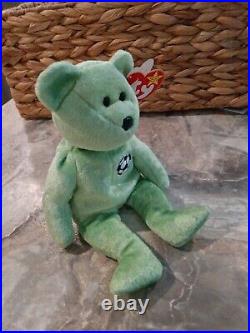 RARE! Ty Beanie Baby 1998 Kicks The Soccer Bear with Tag Errors 98/99