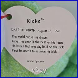 RARE! Ty Beanie Baby 1998 Kicks The Soccer Bear with Tag Errors 98/99 RARE! Ty Beanie Baby 1998 Kicks The Soccer Bear with Tag Errors 98/99