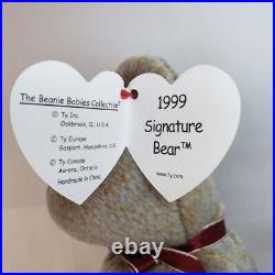 RARE Ty Beanie Baby 1999 Signature Bear IN BOX Tag ERRORS Retired MINT CONDITION