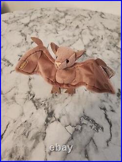 RARE Ty Beanie Baby BATTY the Bat 1996, Retired! Tag With Errors PVC Pellets