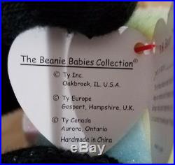 RARE Ty Beanie Baby Birthday B. B. Bear Unmarked MWMT withTag Protector