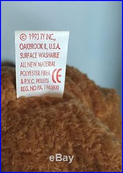 RARE Ty Beanie Baby CURLY BEAR 1996 with 6 Errors #4052