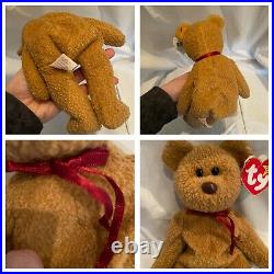 RARE Ty Beanie Baby CURLY THE BEAR 1996 Retired Collectible TAG ERRORS