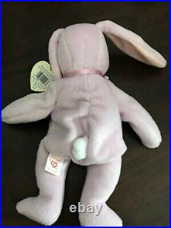 RARE Ty Beanie Baby Floppity Bunny Lavendar Purple Facial Errors Very RARE