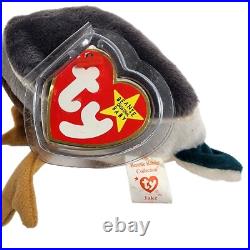 RARE Ty Beanie Baby JAKE the Mallard with ERRORS Date discrepancy-97 swing tag 98