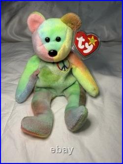 RARE Ty Beanie Baby PEACE BEAR (1996) PVC Pellets, Tag Errors, Mint Condition RARE Ty Beanie Baby PEACE BEAR (1996) PVC Pellets, Tag Errors, Mint Condition