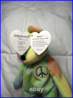 RARE Ty Beanie Baby PEACE BEAR (1996) PVC Pellets, Tag Errors, Mint Condition RARE Ty Beanie Baby PEACE BEAR (1996) PVC Pellets, Tag Errors, Mint Condition