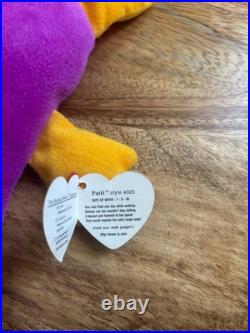 RARE Ty Beanie Baby Patti 1993 PVC Pellets Tags withErrors