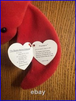 RARE Ty Beanie Baby Pinchers the Lobster (4026) Retired Tags ERRORS PVC Pellets