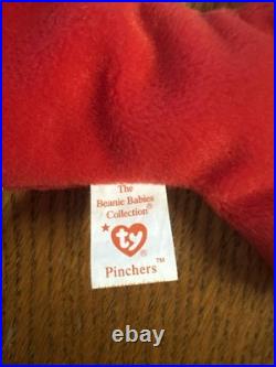 RARE Ty Beanie Baby Pinchers the Lobster (4026) Retired Tags ERRORS PVC Pellets