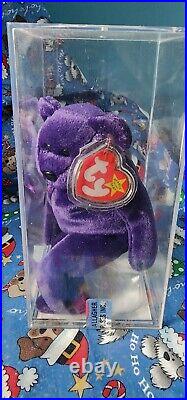 RARE Ty Beanie Baby Princess Diana Bear Oddity Missing Rose With Certificate