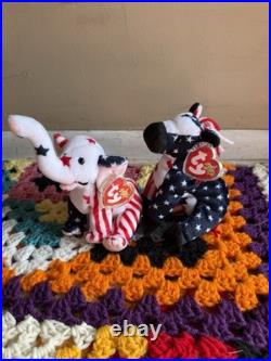 RARE Ty Beanie Baby Righty and Lefty 2000 Elephant Donkey Political ERRORS