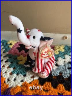 RARE Ty Beanie Baby Righty and Lefty 2000 Elephant Donkey Political ERRORS