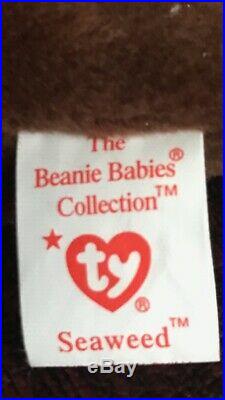 RARE! Ty Beanie Baby Seaweed PVC pellets, mis-matched tush and swing tag
