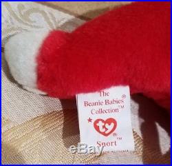 RARE Ty Beanie Baby Snort Red Bull MWMT withERRORS and Tag Protector