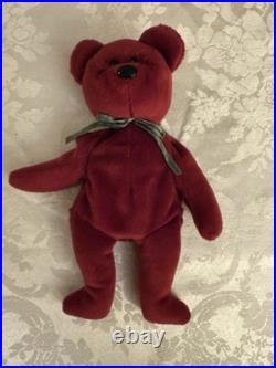 RARE Ty Beanie Baby Teddy CRANBERRY 1993 1st Gen Tush Tag Missing Hang