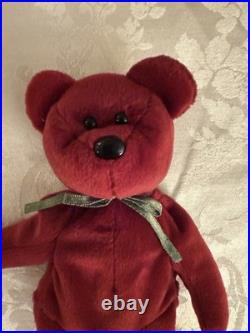 RARE Ty Beanie Baby Teddy CRANBERRY 1993 1st Gen Tush Tag Missing Hang