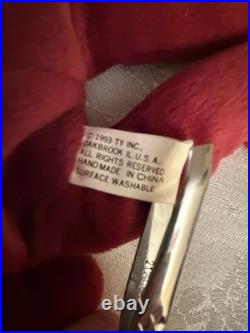 RARE Ty Beanie Baby Teddy CRANBERRY 1993 1st Gen Tush Tag Missing Hang