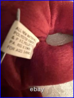 RARE Ty Beanie Baby Teddy CRANBERRY 1993 1st Gen Tush Tag Missing Hang