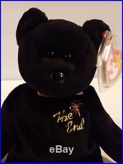 RARE Ty Beanie Baby The End Bear with 4 tag errors in new condition with tags