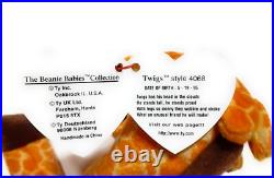 RARE Ty Beanie Baby Twigs Giraffe MWMT withERRORS and Tag Protector