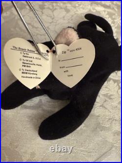 RARE Ty Beanie Baby ZIP The Cat 1993 3rd Gen No Star Tag Black Tush Tag PVC